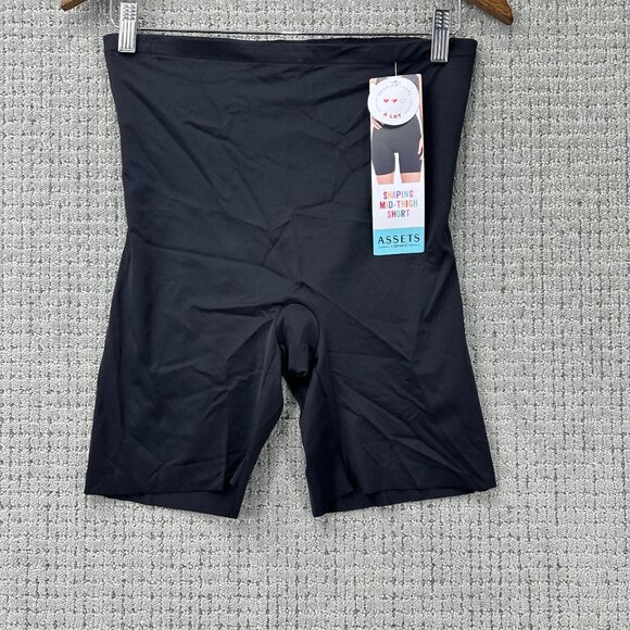 ASSETS by SPANX Size XL Black Women's Shaping Mid-Thigh Shorts #10227R NWT - Picture 1 of 9